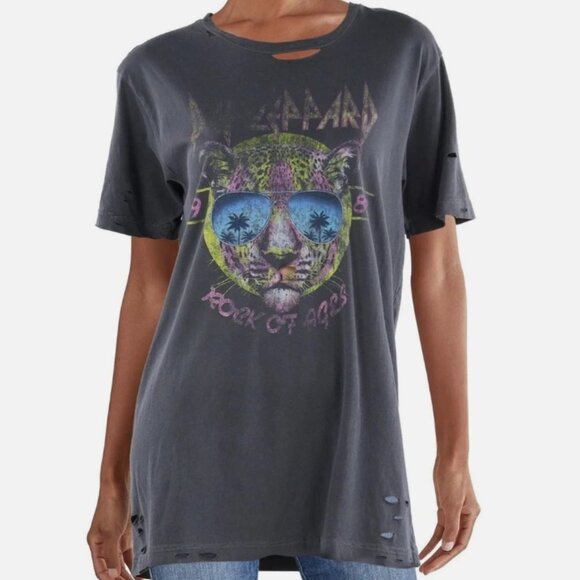 Dirty Cotton Scoundrels Def Leopard Graphic Tee – Gray – Size S – NWT - Picture 1 of 2